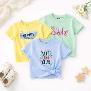 Pack Of 3 Self Love Printed T-shirts for Girls