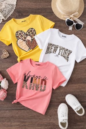 Pack Of 3 Be Kind Printed T-shirts for Girls