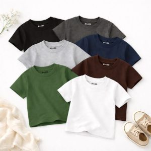 Bundle of 7 Plain Basic Summer Colorful Set T-Shirts For Kids