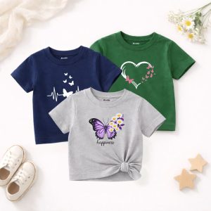 Pack Of 3 Happines Heart Printed T-shirts for Girls