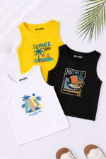 Pack of 3 Brave Summer Vibes Kids Printed Tank Tops