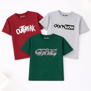 Pack of 3 Outbreak Dark Grave Printed T Shirts For Tween Kids
