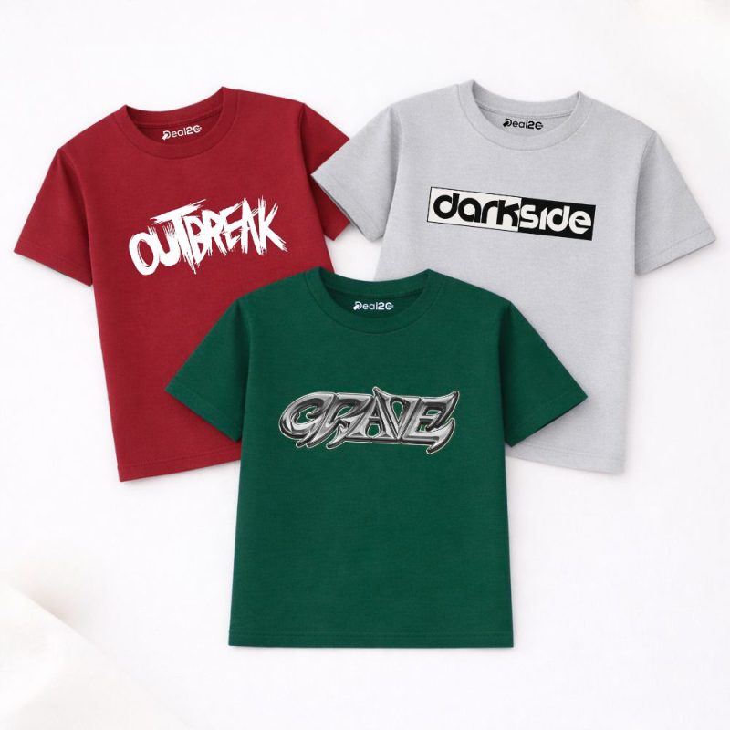 Pack of 3 Outbreak Dark Grave Printed T Shirts For Tween Kids