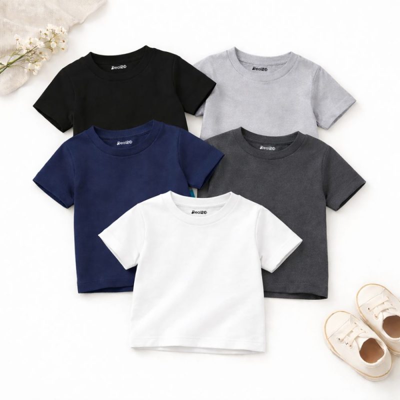 Bundle of 5 Plain Basic Summer Classic Colors Minis T-Shirts For Kids