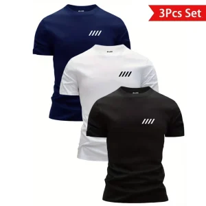 Pack Of 3 Striped Crew Tees Mens Printed T-Shirts