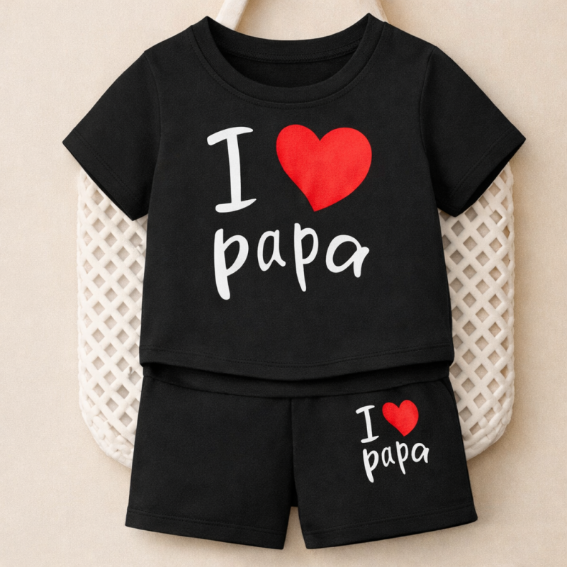 Papa Love Tee Boy Casual Summer Suit