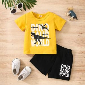 Kids Dino Saur World Printed Summer Short Suit