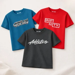 Pack of 3 Chill Addictive Infinity Printed T Shirts For Tween Kids