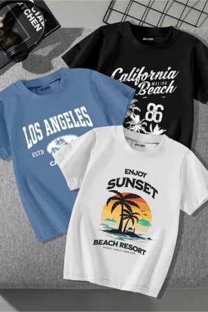 Pack of 3 Los Angeles Printed T Shirts For Tween Kids