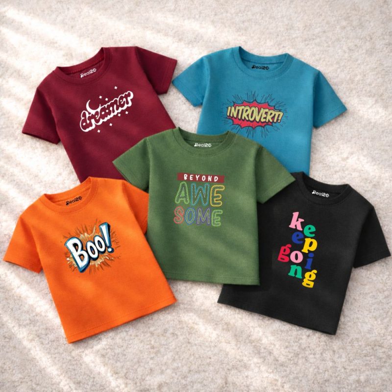 Pack of 5 Keep Beyond Awesome Printed T-Shirts For Boys
