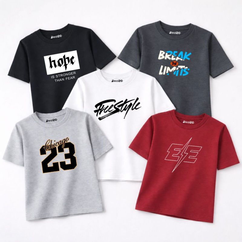 Pack of 5 Hope Break Freestyle Printed T Shirts For Tween Kids