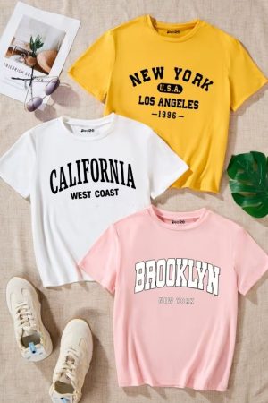 Pack Of 3 California Printed T-shirts for Girls