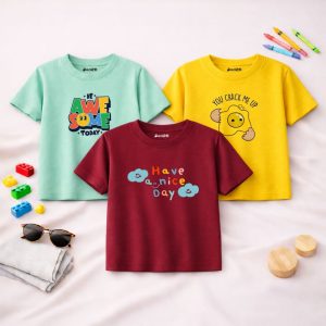 Pack of 3 Be Awesome Day Printed T-Shirts For Boys