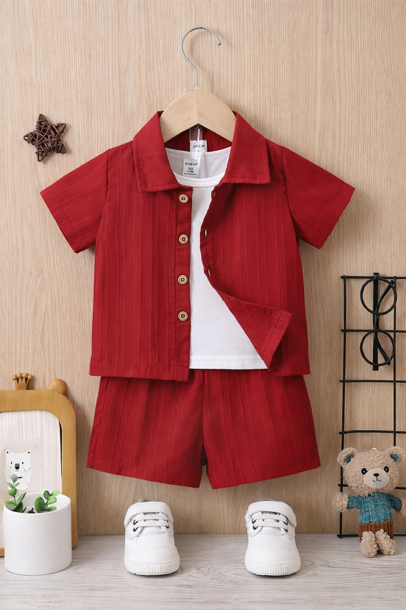 Stylish Toddler Red Summer Co-Ord Set for Boys