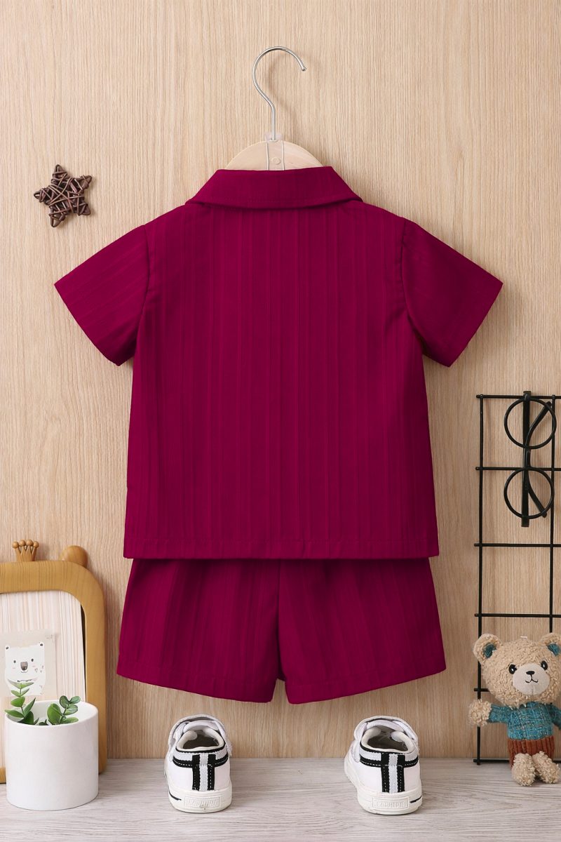Stylish Toddler Maroon Summer Co-Ord Set for Boys