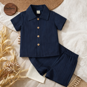Smart Toddler Navy Blue Summer Co-Ord Set for Boys