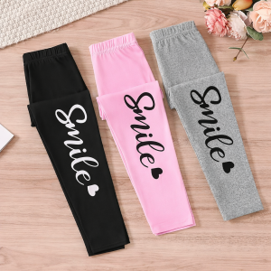 Pack of 3 Graphic Love Smile Printed Leggings For Girls