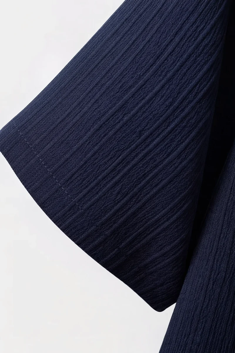 Men Solid Navy Blue Textured Short-sleeve Shirt and Shorts Set
