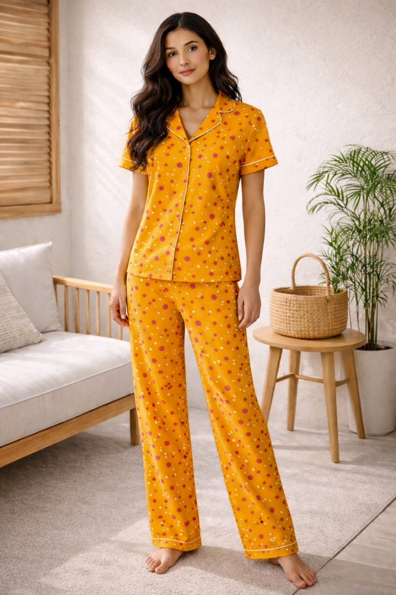 Polka Dot Short Sleeve Nightwear Set for Womens Polka Dot Short Sleeve Nightwear Set for Womens