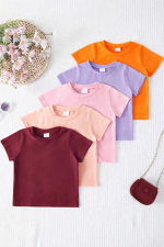 Bundle Of 5 Simple Plain Color T-shirts for Girls Bundle Of 5 Simple Plain Color T-shirts for Girls