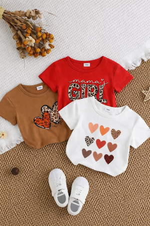Pack of 3 Mama’s Girl Love Printed T-shirts for Girls