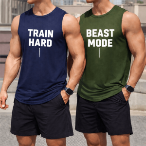 Pack of 2 Train Mode Printed Cross Border Athletic Tank Tops