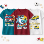 Pack of 3 Baby Shark Printed T-Shirts For Kids