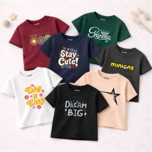Pack of 7 Princess Stay Cute Printed T-shirts for Girls
