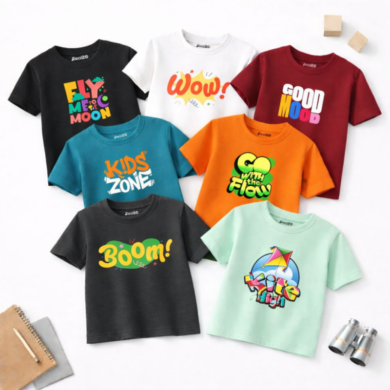 Pack of 7 Good Flow Boom Printed T-Shirts For Boys