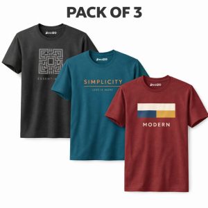 Pack Of 3 Simplicity Modern Mens Printed T-Shirts