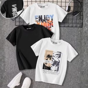 Pack of 3 Enjoy Your Vibe Printed T Shirts For Tween Kids