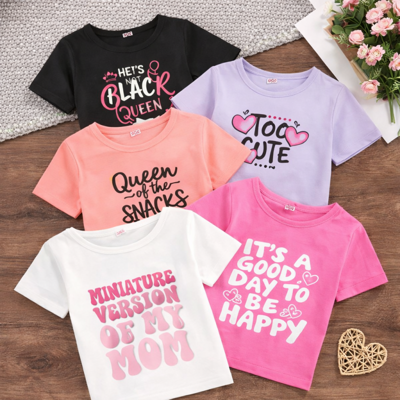 Pack of 5 Royal Queen Tee Printed T-shirts for Girls Pack of 5 Royal Queen Tee Printed T-shirts for Girls