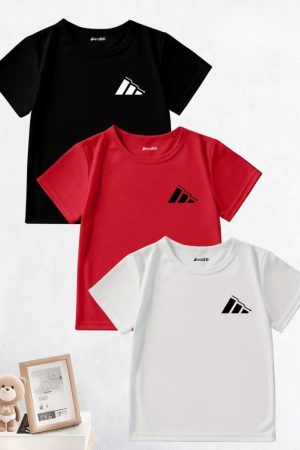 Pack of 3 Tri Stripe Printed T-Shirts For Boys
