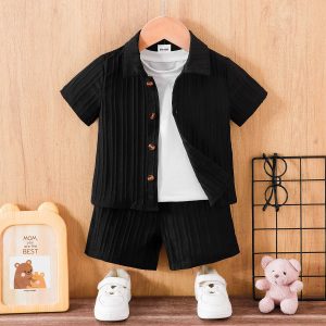 Elegant Stylish Black Summer Co-Ord Set for Boys