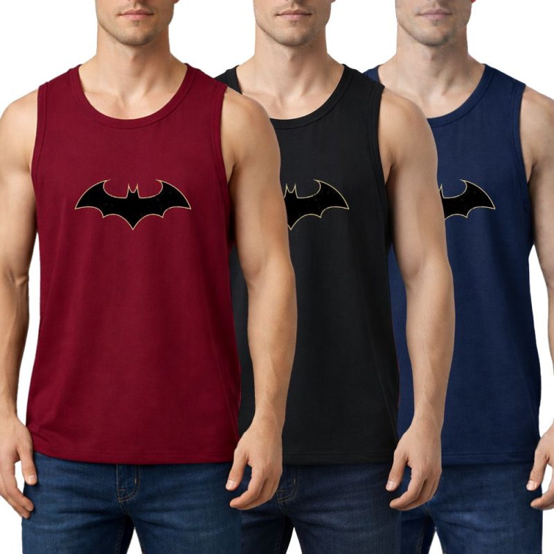 Pack of 3 Bat Crest Printed Tank Tops For Mens Pack of 3 Bat Crest Printed Tank Tops For Mens