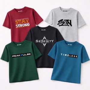Pack of 5 Strong Peak Serenity Printed T Shirts For Tween Kids