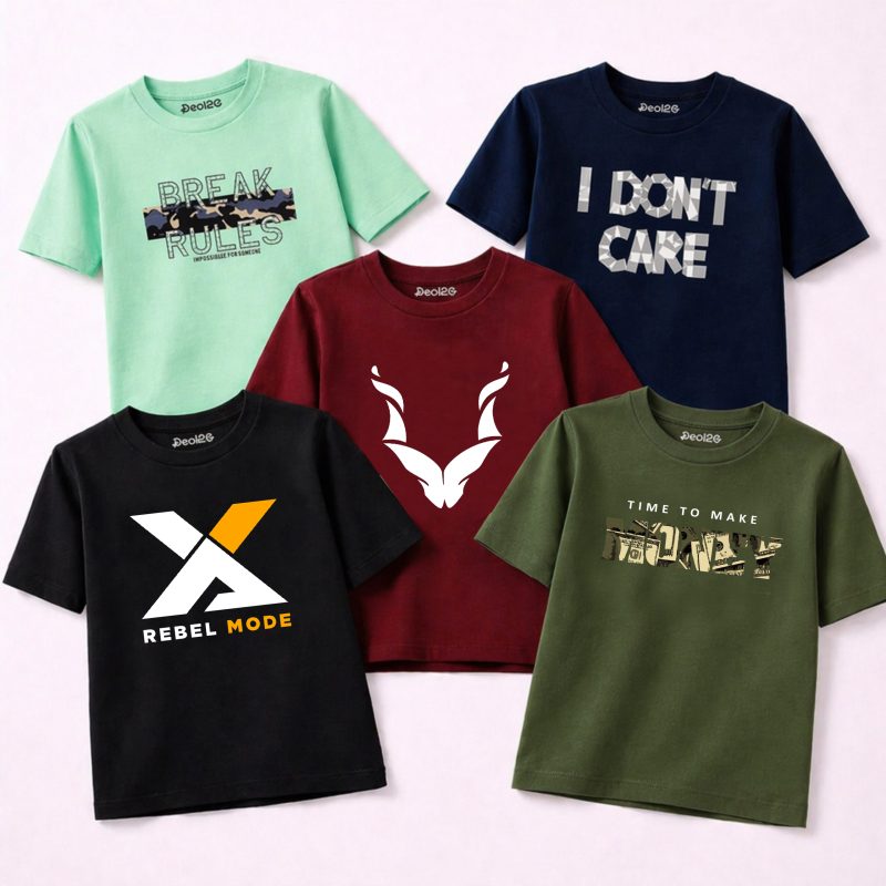 Pack of 5 Dream Break Money Printed T Shirts For Tween Kids Pack of 5 Dream Break Money Printed T Shirts For Tween Kids