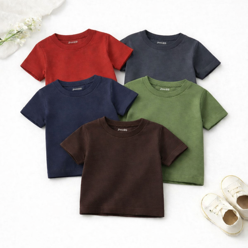 Bundle of 5 RNCCB Plain Basic Summer T-Shirts For Kids