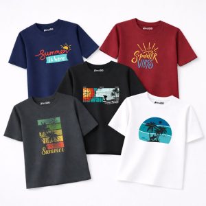 Pack of 5 Summer Surf Vibes Printed T Shirts For Tween Kids