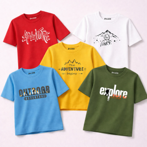 Pack of 5 Adventure Explore Outdoors Printed T Shirts For Tween Kids