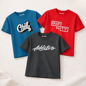 Pack of 3 Chill Addictive Infinity Printed T Shirts For Tween Kids