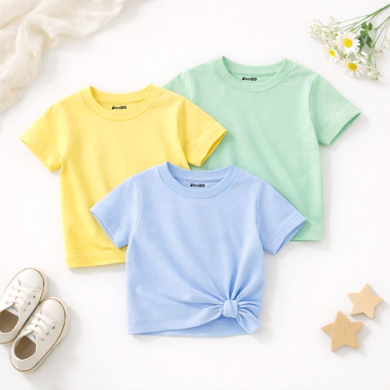 Bundle of 3 MYSB Plain Round Neck T-Shirts For Girls