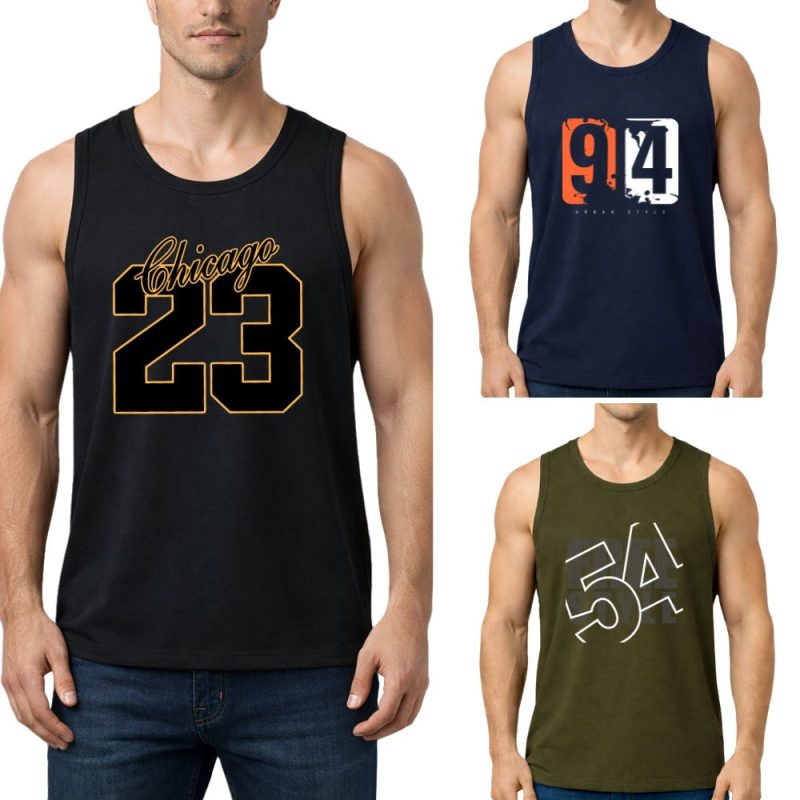 Pack of 3 Numbers Series Printed Tank Tops For Mens Pack of 3 Numbers Series Printed Tank Tops For Mens