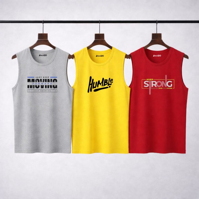 Pack of 3 Humble Strong Printed Tank Tops For Mens Pack of 3 Humble Strong Printed Tank Tops For Mens