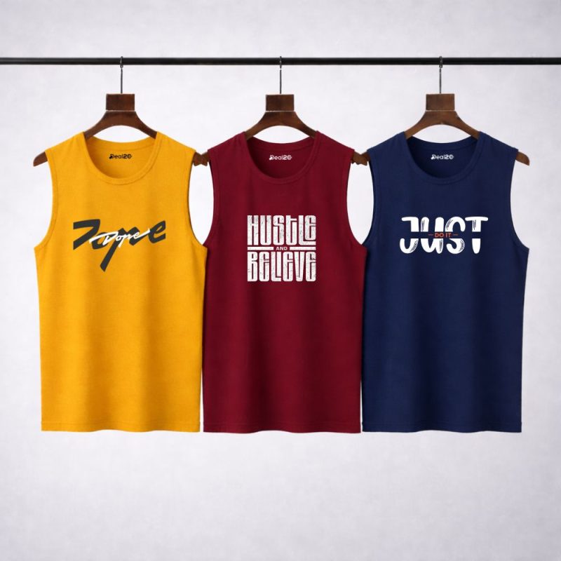 Pack of 3 Dope Hustle Printed Tank Tops For Mens Pack of 3 Dope Hustle Printed Tank Tops For Mens