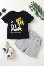 Kids Beach Surf Waves Printed Summer Short Suit Kids Beach Surf Waves Printed Summer Short Suit