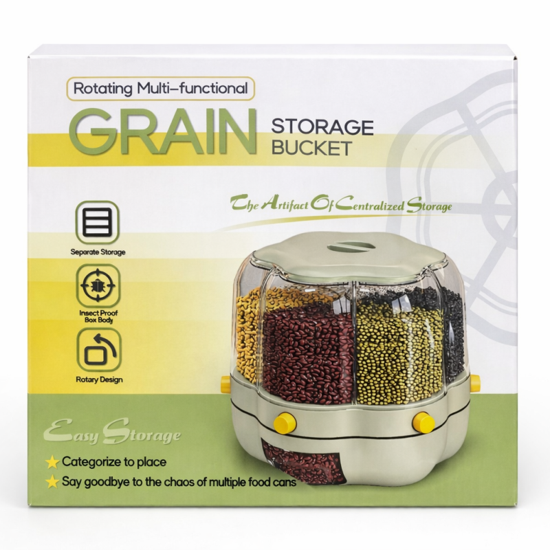 Rotating Grain Storage Bucket – Multi‑functional Organizer Rotating Grain Storage Bucket – Multi‑functional Organizer