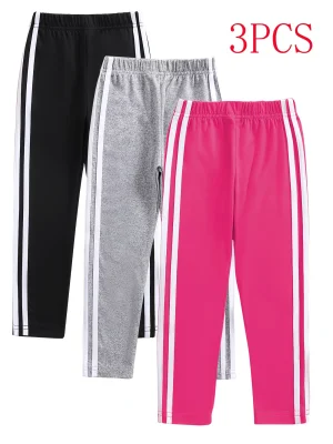 Bundle Of 3 Double Stripe Jogger Sporty Wear Pants For Girls