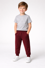 Plain Maroon French Terry Trouser for Kids