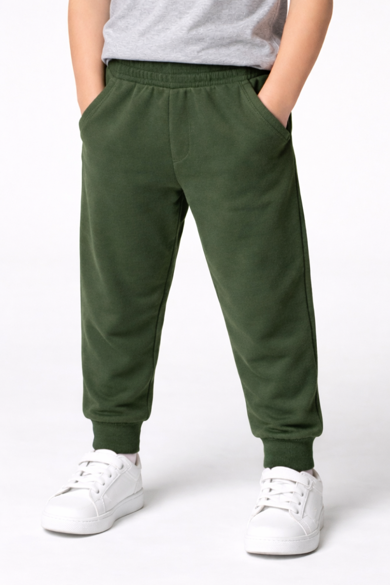 Plain Army Green French Terry Trouser for Kids Plain Army Green French Terry Trouser for Kids